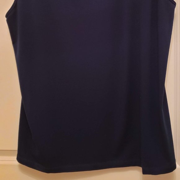 Navy blue knit tank top vee neck - Picture 3 of 4